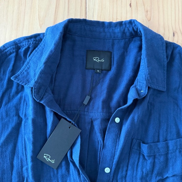 Club Room Deep Blue Button-Up Blouse - Picture 4 of 7